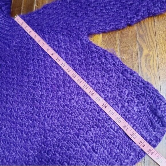 Chelsea & Theodore Purple Chunky Loose Knit Rolled Turtleneck Sweater - Picture 10 of 11